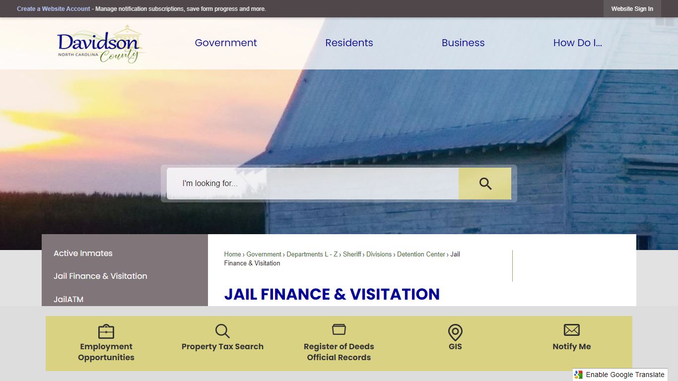 Jail Finance & Visitation | Davidson County, NC